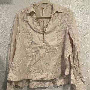 Free People Cream Collared Flowy Top - Small